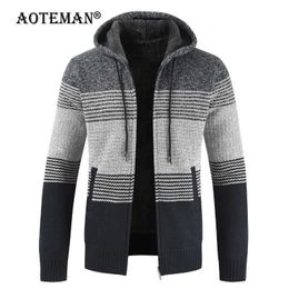 Men Fleece Jackets Winter Coat Overalls Male Clothing Warm Windbreaker Outwears Hooded Slim Fit Sweater Jacket Business LM171 X0621