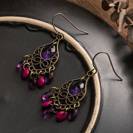 Bohemian Vintage Dangle Earrings For Women Girls Ethnic Small Purple tassel Drop Earring Fashion Handmade Jewellery