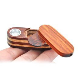 Portable Herb Smoking Pipes Bong With Tobacco Storage Case Metal Bowl Filter Rotatable Lid 2 Layer 2.36 Inch Foldable Wood Creative Mini Pipes Smoke Bongs ZL0336