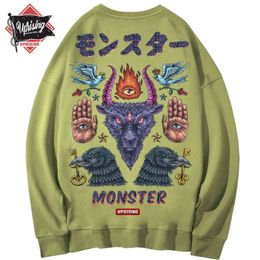Hoodies, Sweatshirts Monster langärmelige Street Fashion Marke Persönlichkeit Joint Hip-Hop Motorrad 211106