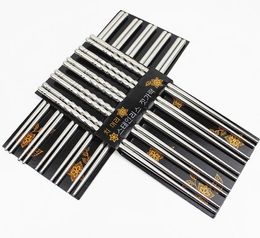 Wholesale 500 Pairs Chinese Style Stainless Steel Chopsticks Thread Stylish Non-slip Design Chop Sticks Environment Hollow SN5416