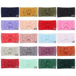 Solid Nylon Bow Baby Headband for Child Bowknot Headwear Turban for Kids Elastic Head wraps Baby Hair Accessories
