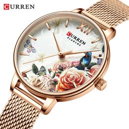 Ladies Watches Curren New Fashion Design Women Watch Casual Elegant Woman Quartz Wristwatches with Stainless Steel Bracelet Q0524