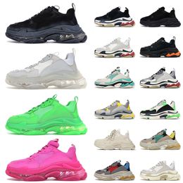 Wholesale 2021 Top Fashion Triple S Casual Shoes Mens Womens Flat Platfotm Vintage Black Neon Green Old Trainers Sneakers 36-45