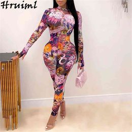 Rompers Womens Jumpsuit Body Suits for Women Clothes Fashion Floral Print Long Sleeve Skinny Bodysuits Casual Beach Holiday 210513