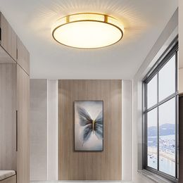 Copper LED ceiling light American luxury bedroom lamp Nordic minimalist corridor aisle lamp modern living room decorative lighting