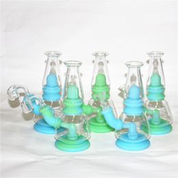 glow in dark Silicone Bongs Percolators glass water pipes shisha hookah Bong percolator tube With Bowl banger dab rigs