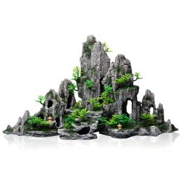 Multi-style Ornaments Rockery decorations Aquarium Artificial Resin Stone Landscaping Simulation Moss fish live Aquariums accessories