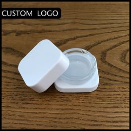 5ml Glass Dab Jar Container E-cigarette Empty Bottle Square Childproof Lid Cosmetics Concentrate Wax Containers Wholesale Support Custom LOGO