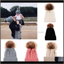 Caps Accessories Baby Maternity Drop Delivery 2021 Girls Mom Knitted 5 Designs Solid Knitting Wool Bobble Winter Boys Kids Fashion Ski Warm H