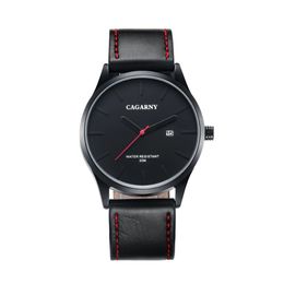 Casual Mens Watches CAGARNY Brand Luxury Men Quartz Watch Sport Military Leather Wristatches Clocks Relogio Masculino