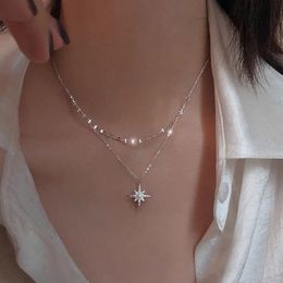 Korean Fashion Multi-layer Moon Star Pendant Necklaces Multilayer Clavicle Necklace Women Gold Elegant Jewellery Wholesale