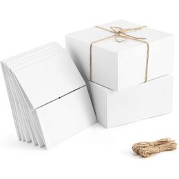 Premium Gift Boxes 10 Pcs/Lot White Paper Gift Boxes with 20 Meters Hemp Rope for Christmas Gifts, Bridesmaid Proposal Boxes 210517