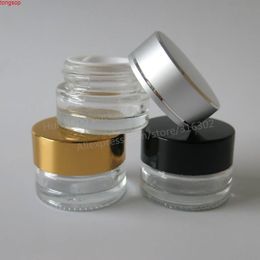24 x 5g Travel Small glass cream jar with aluminum lids 5cc small cosmetic packaging, Silver Gold Black Capgoods