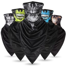 ghost masks Australia - Triangle Ice Silk Cooling Skull Ghost Head Magic Scarves Mask Tactical Airsoft Paintball Scarf Outdoor Cycling Hiking Summer Anti UV Bandana Neck Warmer Face shield