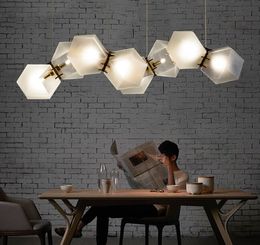 2021 Pendant Lamps Glass molecular dining table and bar long chandelier creative polygonal lamps
