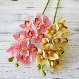 2021 Real touch 3D printing artificial Cymbidium Orchid flower latex hand feel simulation flower for home wedding decoration