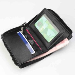 Man purse male pu leather paragraphs short upright zipper driving Licence card package mens wallet