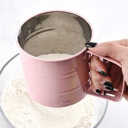 Flour Sieve Handheld Powder Cake Sugar Manual Cup Kitchen Stainless Steel Home Baking Pastry 210423