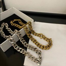 21ss Italian design B metal letter necklace wide version thick chain retro men's and women's Jewellery hip hop Street accessories