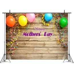 Party Decoration Happy Mother's Day Colourful Balloons Ribbon Wooden Board Backdrop Love My Mom Decor Background Po Booth Studio Props