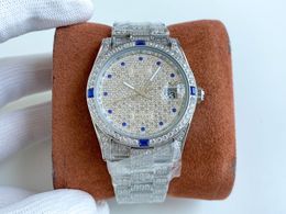 Luxury full diamond watch Fully automatic mechanical movement Top 316 stainless steel case Mineral super strong mirror 42mm diameter