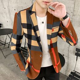 Luxury Mens casual blazers jacket spring and autumn trend British single western hair stylist handsome slim suit at night