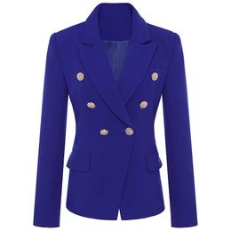 HIGH QUALITY New Runway 2021 Designer Blazer Jacket Women's Metal Lion Buttons Double Breasted Blazer Outer Coat S-XL X0721