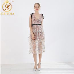 Fashion Designer Self portrait Dress arrive Mesh Sequin embroidery Flower Women Summer dress sleeveless lace Long 210520