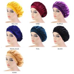 Fashion Women Girl Wide Velvet Solid Colour Winter Bonnet Sleep Caps Night Hat Beanie Turban Hair Accessories