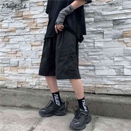 Men Casual Shorts Solid Fake Zipper Design Students All-match Summer New Popular Knee-length Loose Korean Style Simple Harajuku G220223