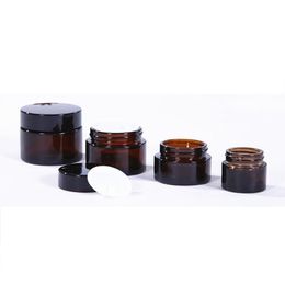 5g 10g 15g 20g 30g 50g Amber Glass Jar Empty Refillable Bottle Cosmetic Makeup Storage Container with Gold Silver Black Lid and Inner