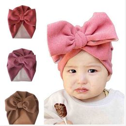 Infant baby children's big Hair bow wraps Indian hat imitation cashmere beanie skull caps giant bowknots hairbow headwear outdoor party christmas customes H10SE98