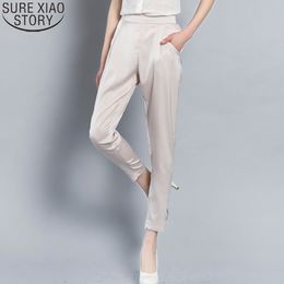 Plus Size Stretch Satin Harem Women Pants Summer Office Lady Solid Elastic Waist Thin Streetwear Trousers 9217 50 210417