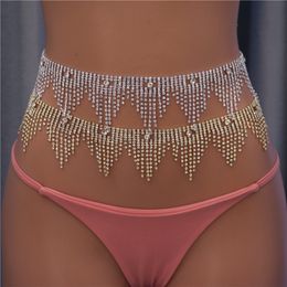 Sexy Body Rhinestone Tassels Waist Cute Bikini Jewelry for Women Fashion Summer Beach Chain Nightclub Jewellery