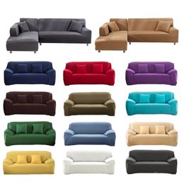 SOLID SOFA COVER corner sofa L shape elastic material stretch slipcover couch cover skins 211116