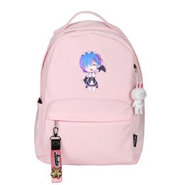 Backpack Re:Life In A Different World From Zero Rem Ram Women Cute Mochila Feminina Nylon School Bag Pink Daypack Travel Rugzak