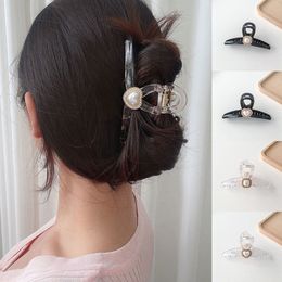 Flower Pearl Hair Clips Crab Pearl Crystal Rhinestone Hairpins Fashion Girls Hair Accessories Geometric Hair Claw Crab Barrettes