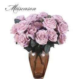 Artificial silk 1 Bunch Rose Floral Bouquet Fake Flower Arrange Table Wedding Decor Party accessory