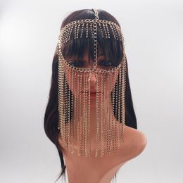 Fashion Gold Colour Headband Metal Long Tassel Head Chain Party Hair Accessories Headpiece Jewellery For Women