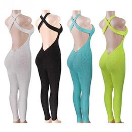 Yoga Sets Fitness Clothing Women's s Sports Suit Set Workout Gym Fitness Jumpsuit Pants Sexy Yoga Set Gym Bodysuit Q190521