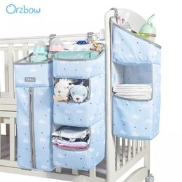 Orzbow Baby Crib Organizer Storage Bags bron Bed Storage Diaper Bag Caddy Organizer Hanging bags for Infant Bedding Set Gray 211025