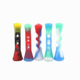 Heady Silica Gel Silicone Cigarette Holder Smoking Accessories Pipes Hand Pipe Pyrex Glass Oil Burner Mini Tube SP263