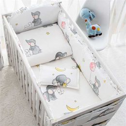 6/9pcs Elephant baby bedding set Cotton bedroom decor Baby Girl Boy Crib Bed Linens bed bumper 120*60/120*70cm 211025