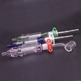 2pcs Dab Straw Glass oil burner Pipe With Domeless Titanium Nail Quartz banger Mini Oil Rig Glass Bongs