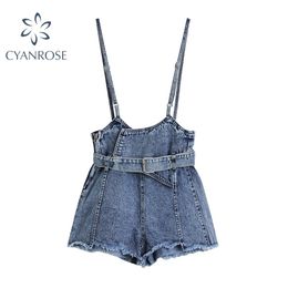 Denim Jumpsuits Women Spring Strap Harajuku BF Loose Kawaii Womens All-match Chic jean Overalls Casual Suspender Rompers Female 210515