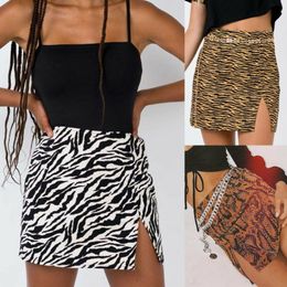 Skirts Hirigin Women Ladies High Waisted Pencil Wrap Split Skirt Bodycon Leopard Print Mini