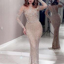 Sexy Long Dress Women Sleeveless Solid Sequin Evening O Neck High Street Dance Wedding Prom Party Night Fashion Dresses Top X0521