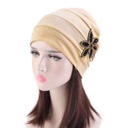 New Muslim Jewellery Style India Cap Hat Beanie For Ladies Elastic Skullies Turban Chemo Cap Soft Headwear Cancer Hat