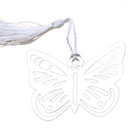 Bookmark Hollow Butterfly Bookmarks Metal With Mini Greeting Cards Tassels Kawaii Stationery Pendant Gifts Wedding Favors-12pcs